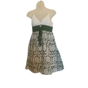 Max Studio Dress Adjustable Stapes Green Pattern Sz S